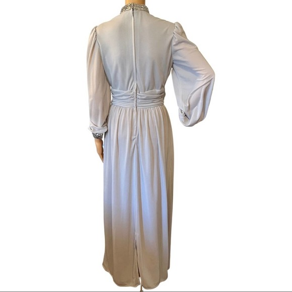 Vintage 60s Gray Long Sleeve Evening Dress - Picture 3 of 8